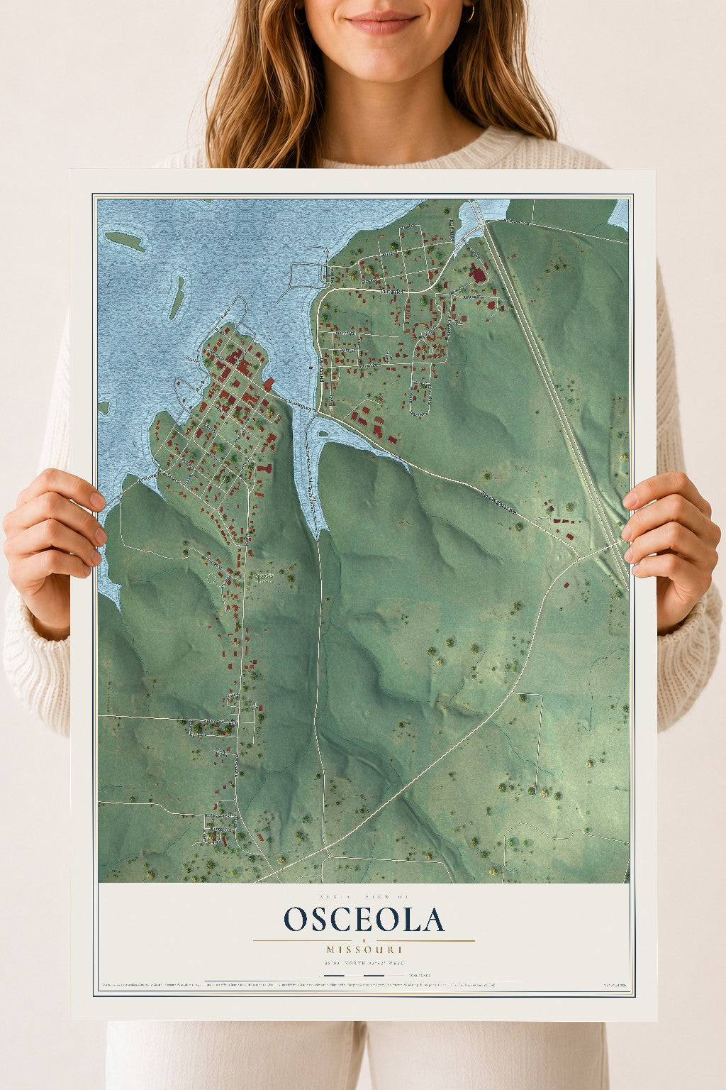 Map of Osceola, Missouri, 18 x 24 inch unframed archival matte print