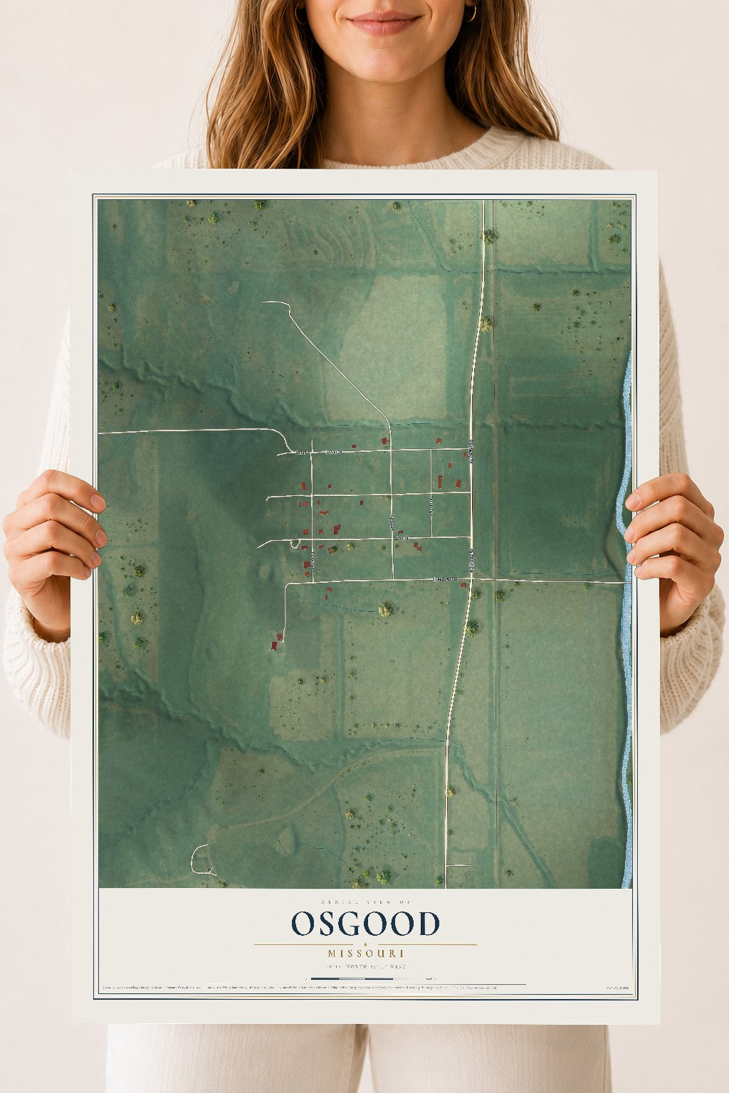 Map of Osgood, Missouri, 18 x 24 inch unframed archival matte print