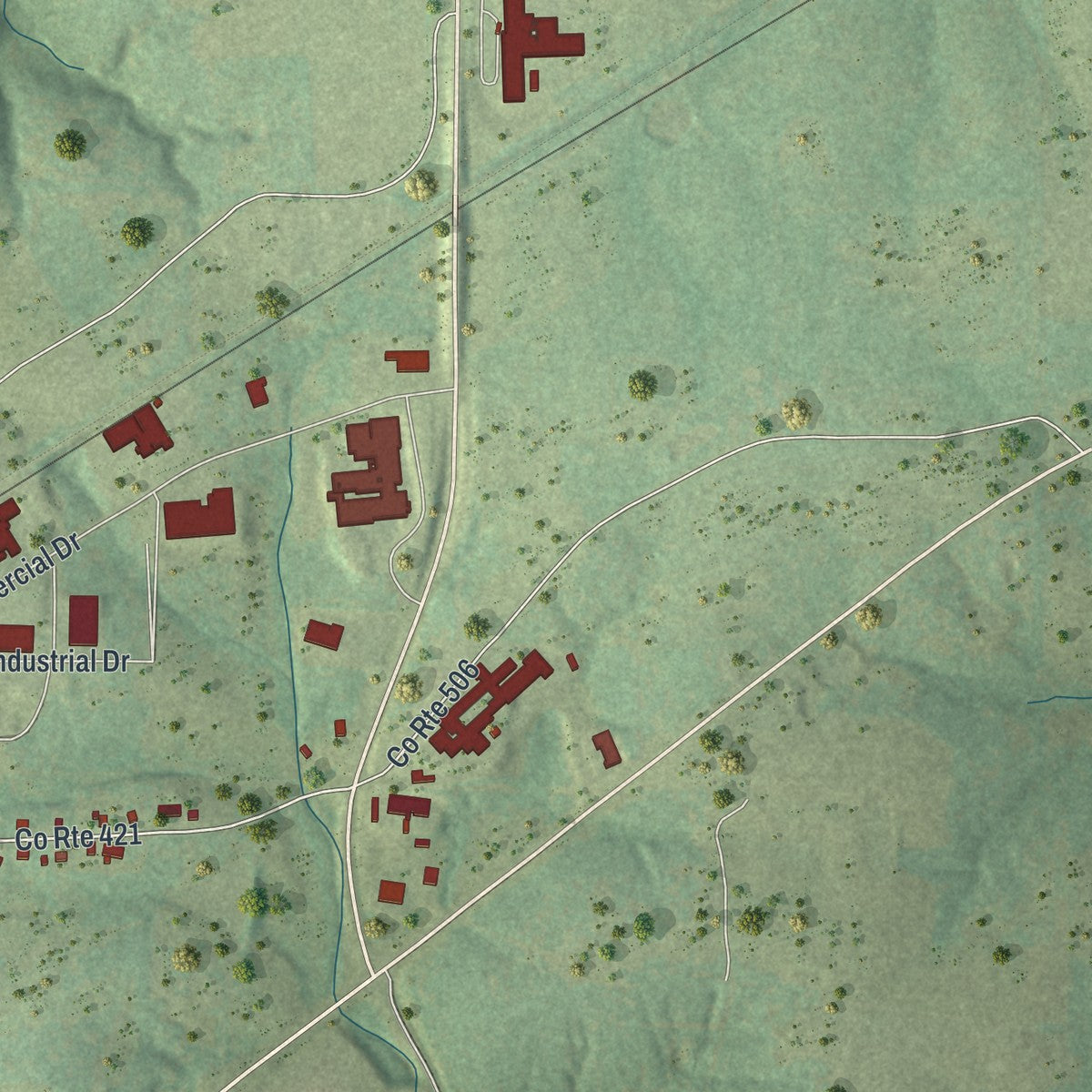 Second close-up of the map of Owensville, Missouri print showing more streets and buildings