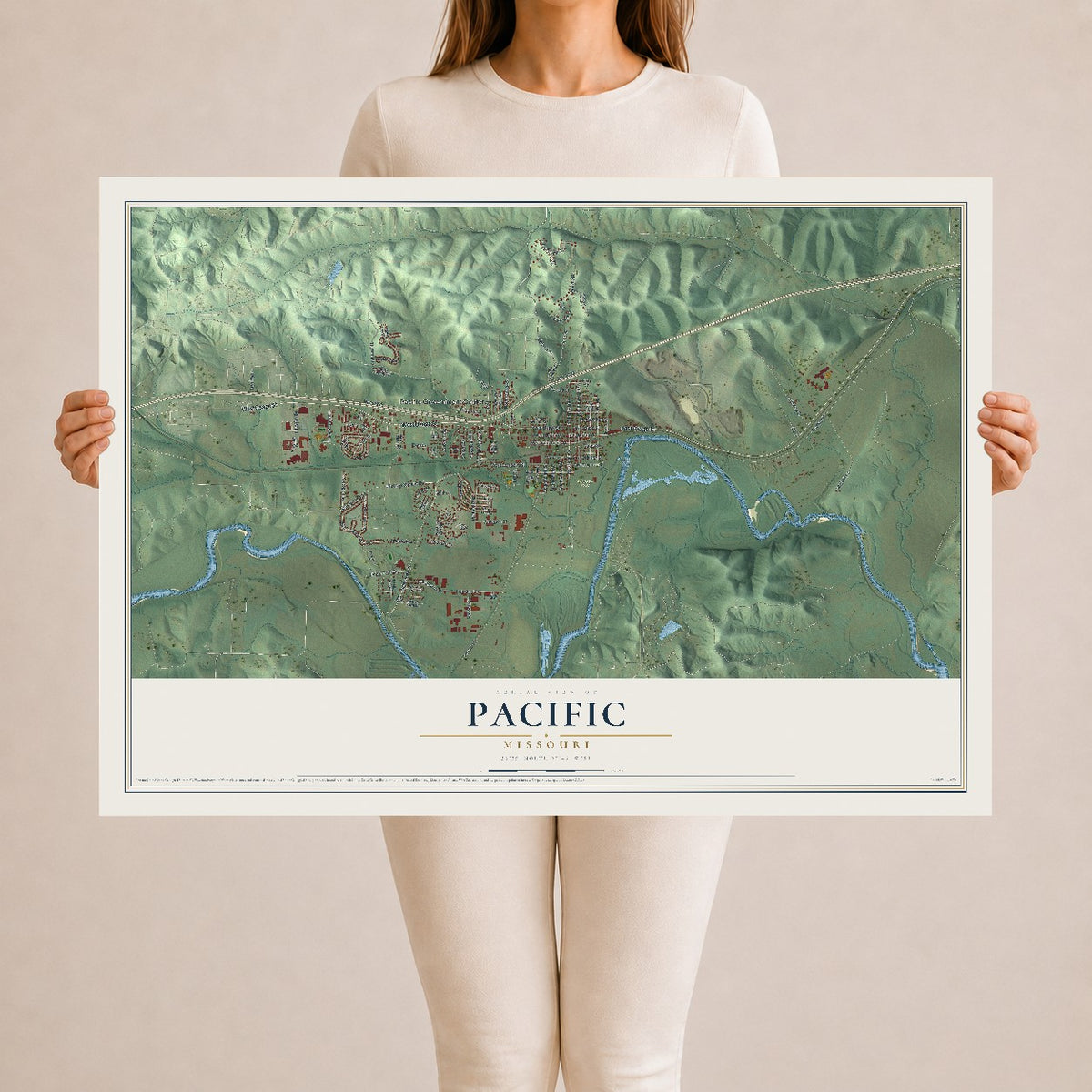 Map of Pacific, Missouri, 24 x 36 inch unframed archival matte print