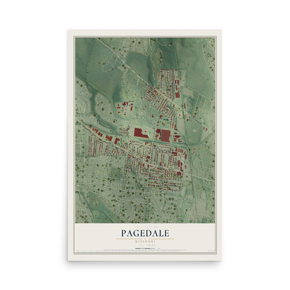 Map of Pagedale, Missouri, 12 x 18 inch unframed archival matte print