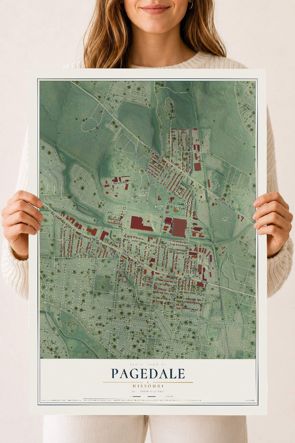 Map of Pagedale, Missouri, 18 x 24 inch unframed archival matte print