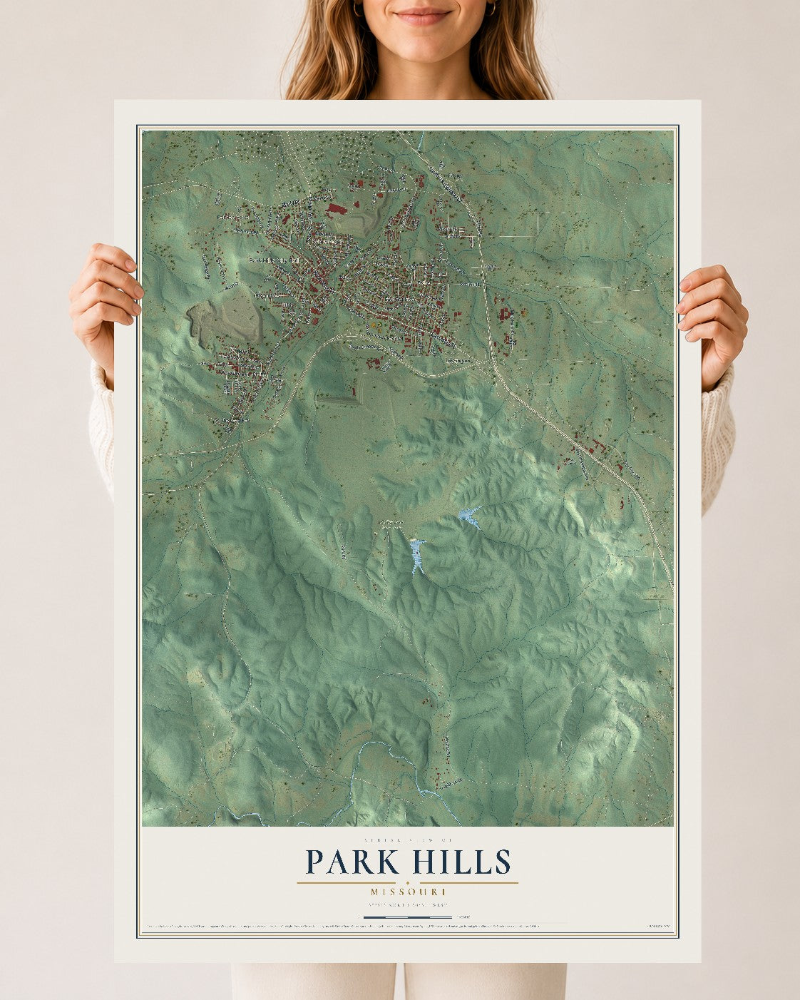 Map of Park Hills, Missouri, 24 x 36 inch unframed archival matte print