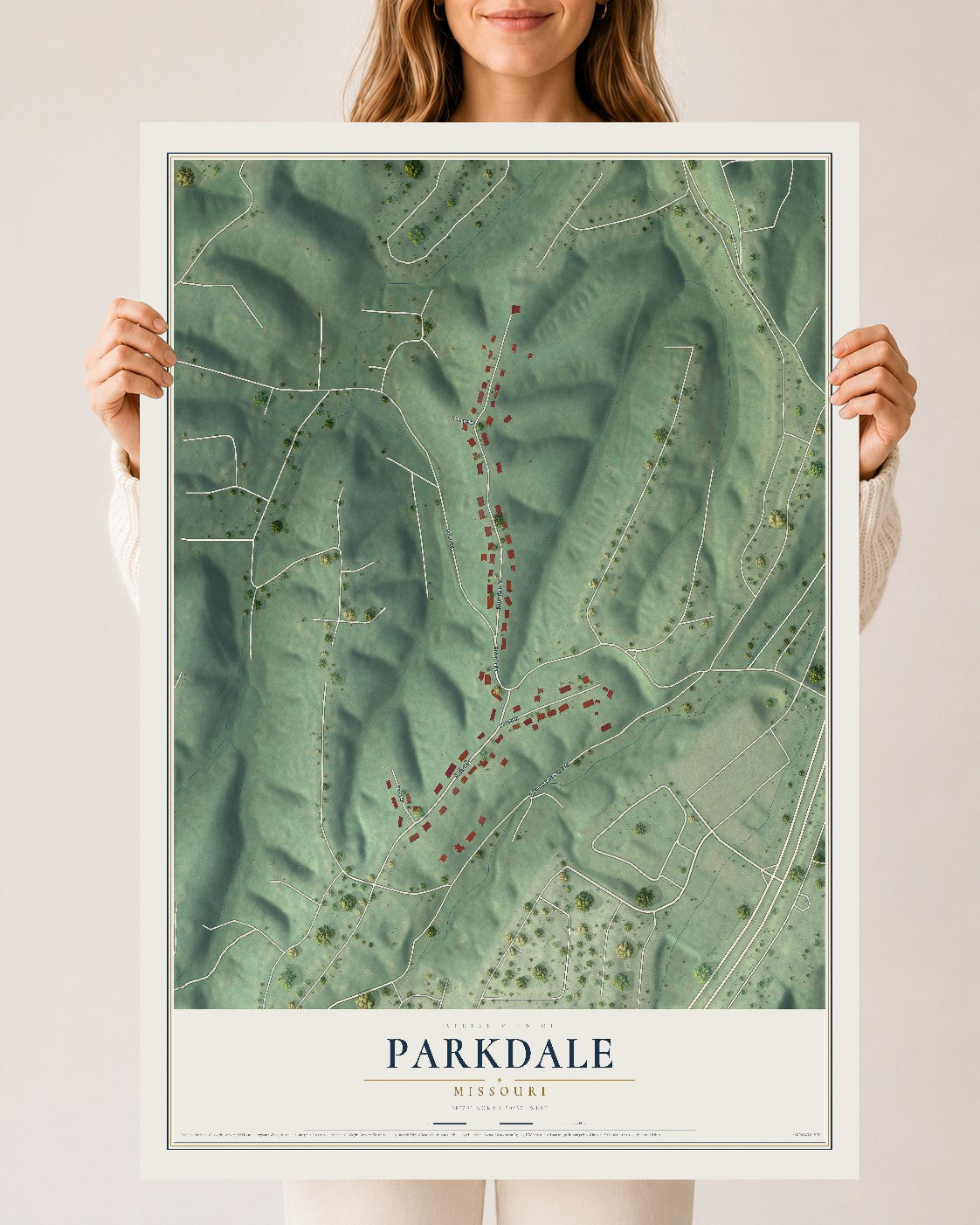 Map of Parkdale, Missouri, 24 x 36 inch unframed archival matte print