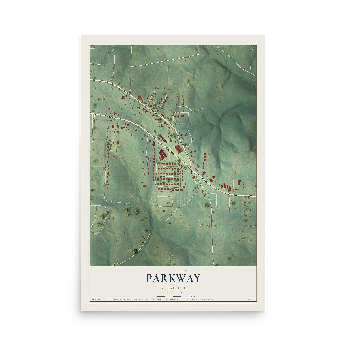 Map of Parkway, Missouri, 12 x 18 inch unframed archival matte print