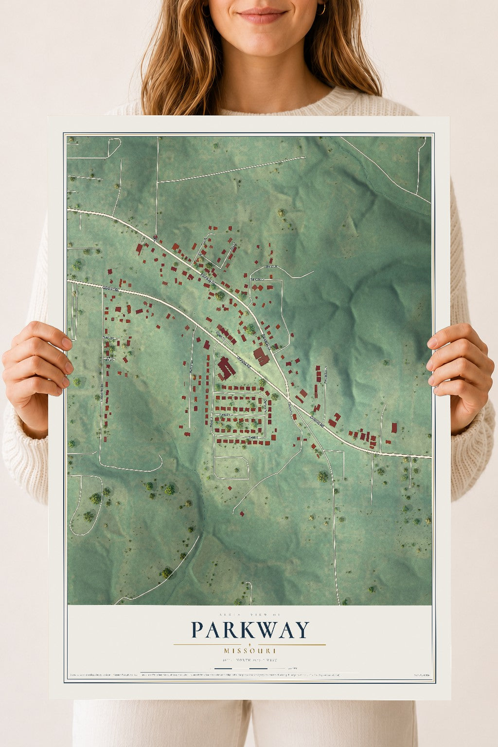 Map of Parkway, Missouri, 18 x 24 inch unframed archival matte print
