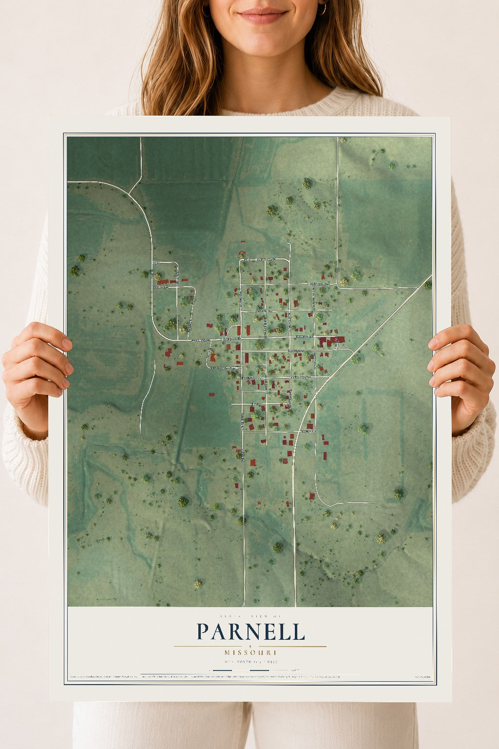 Map of Parnell, Missouri, 18 x 24 inch unframed archival matte print