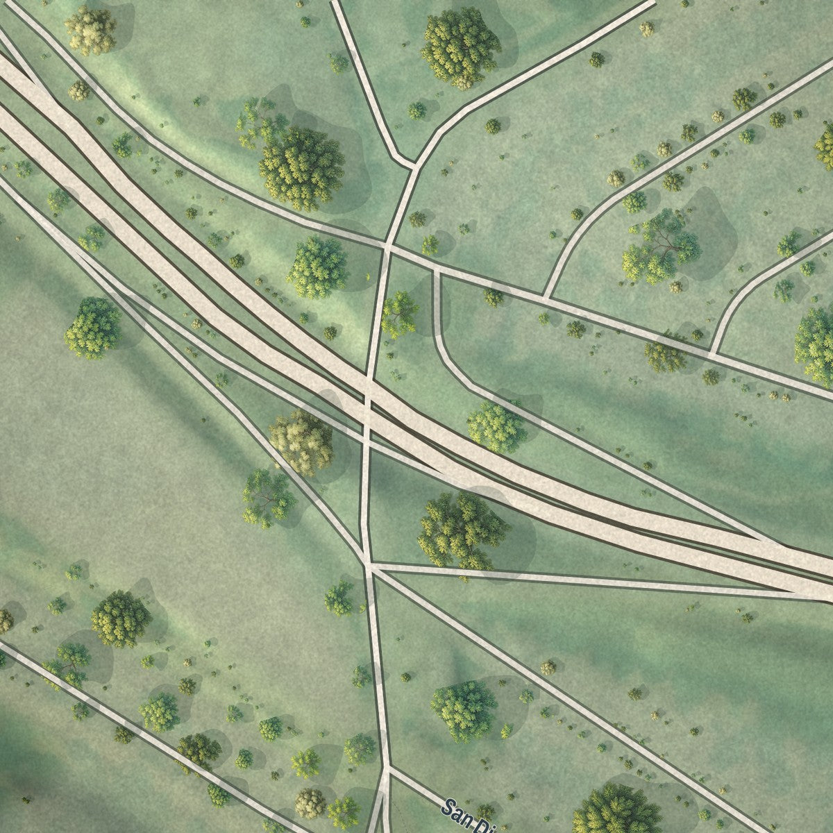 Second close-up of the map of Pasadena Park, Missouri print showing more streets and buildings