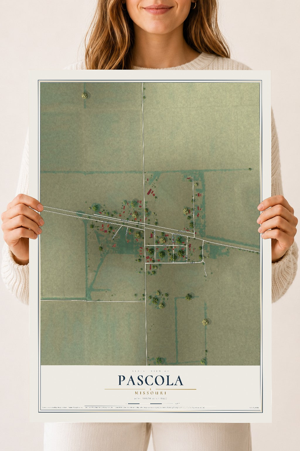 Map of Pascola, Missouri, 18 x 24 inch unframed archival matte print