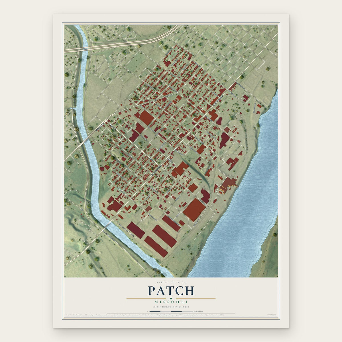 Patch, Missouri map print, the full design