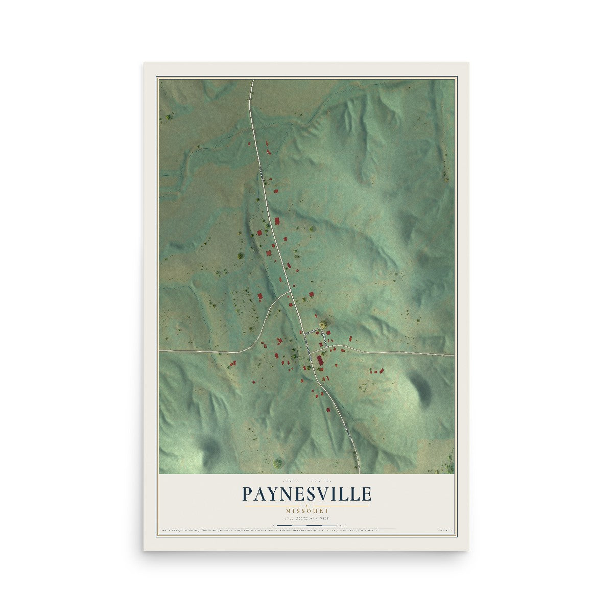 Map of Paynesville, Missouri, 12 x 18 inch unframed archival matte print