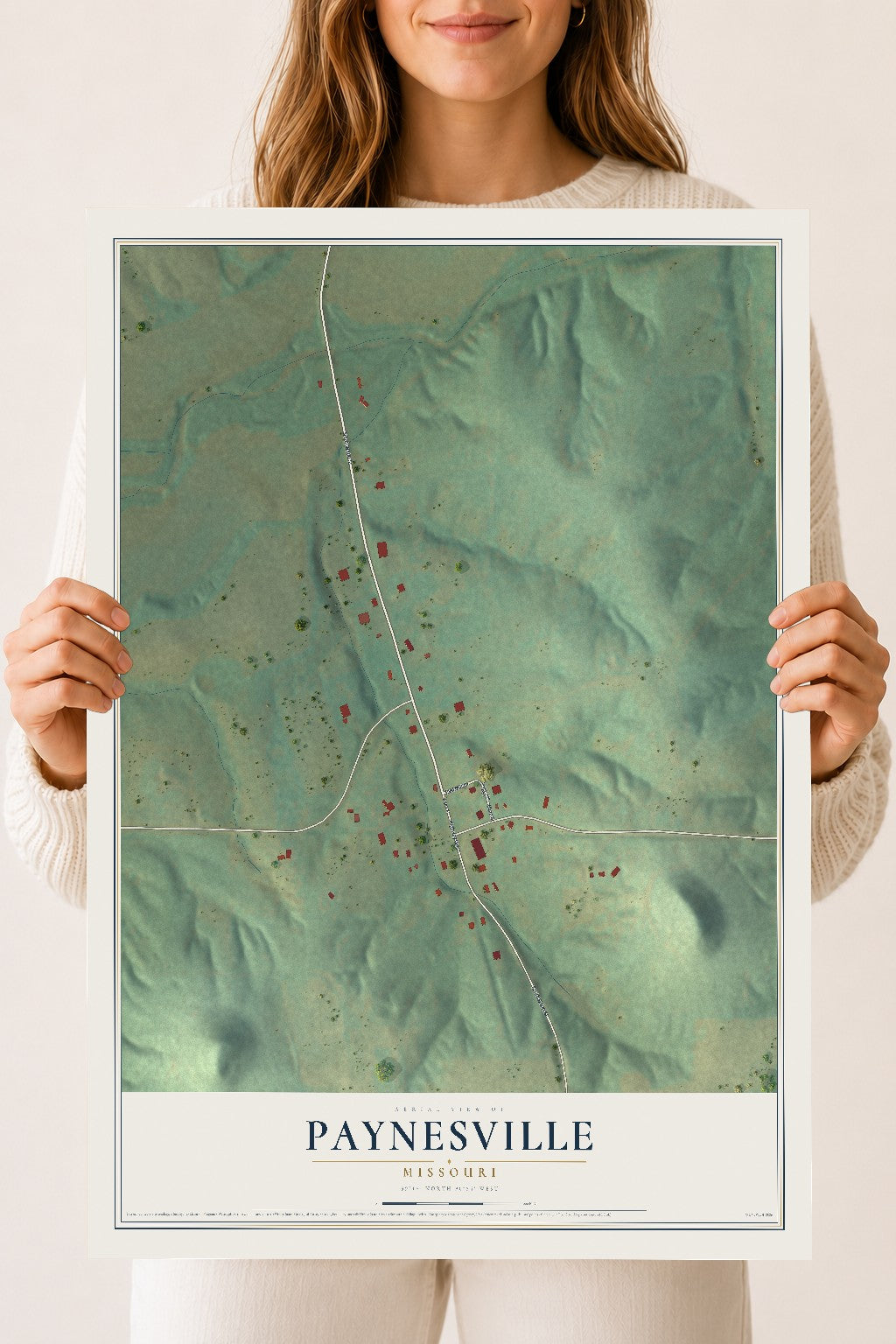 Map of Paynesville, Missouri, 18 x 24 inch unframed archival matte print