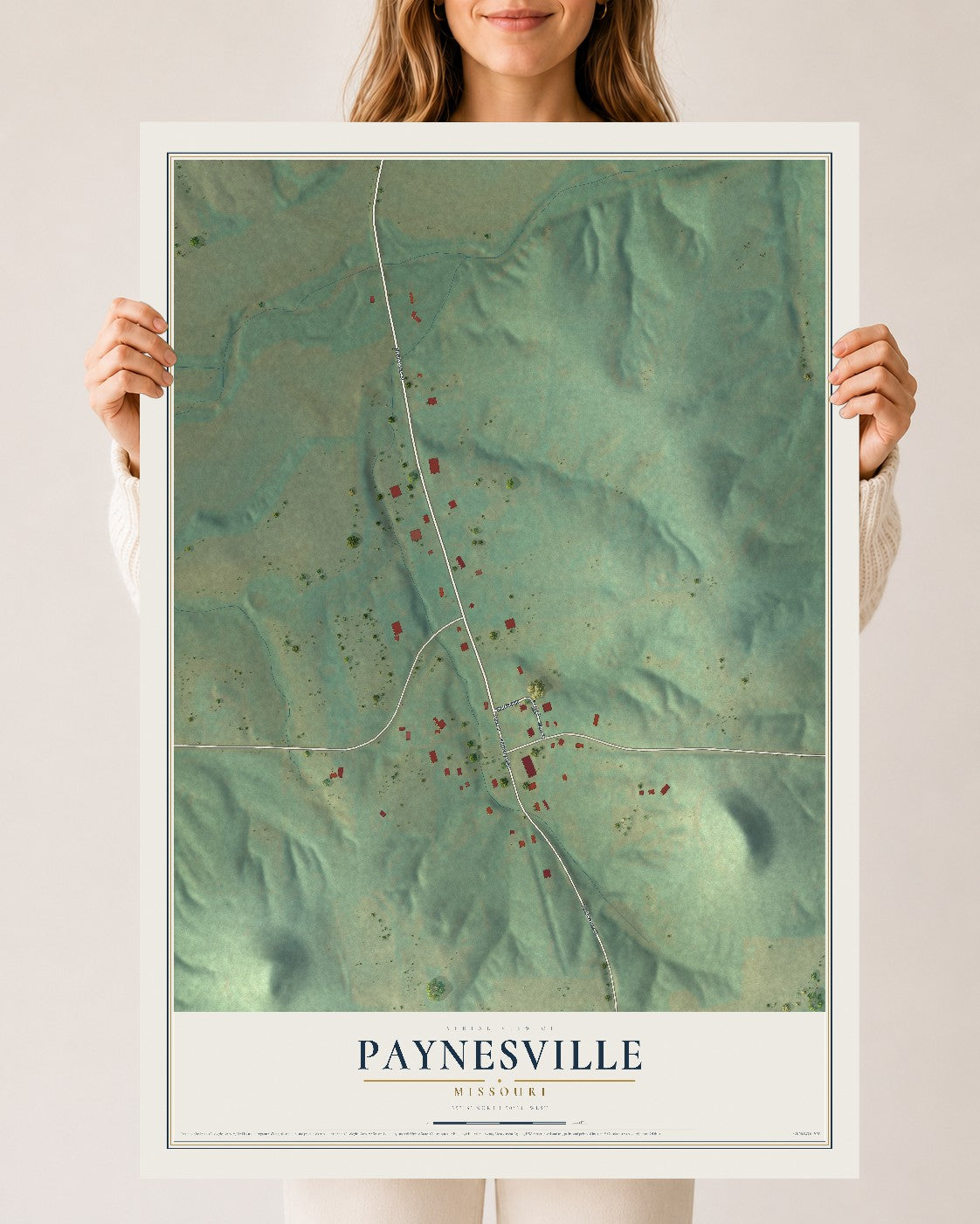Map of Paynesville, Missouri, 24 x 36 inch unframed archival matte print