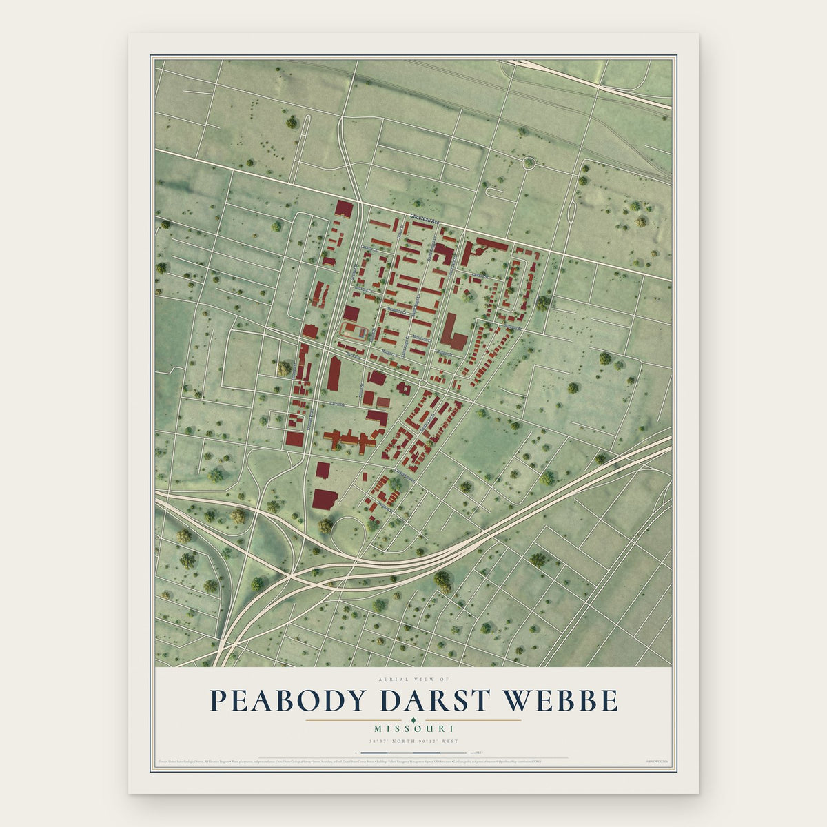 Peabody Darst Webbe, Missouri map print, the full design
