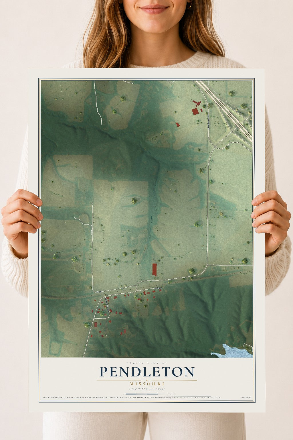 Map of Pendleton, Missouri, 18 x 24 inch unframed archival matte print