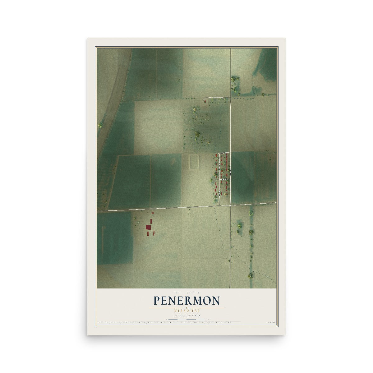 Map of Penermon, Missouri, 12 x 18 inch unframed archival matte print