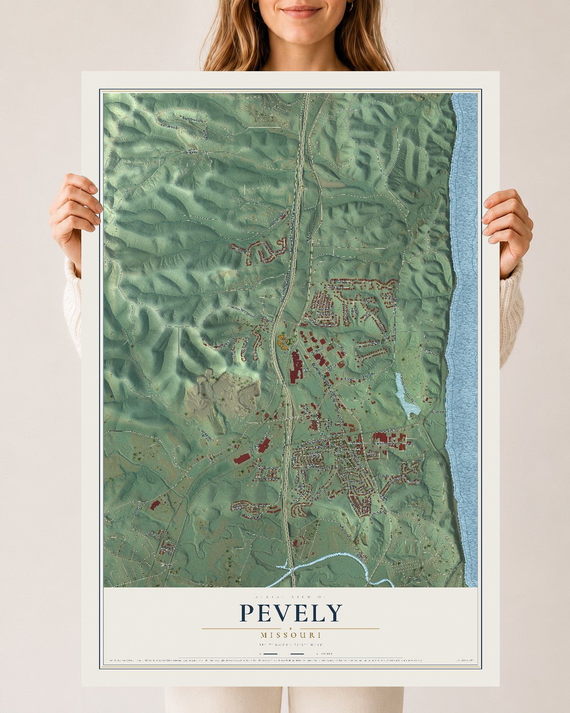 Map of Pevely, Missouri, 24 x 36 inch unframed archival matte print