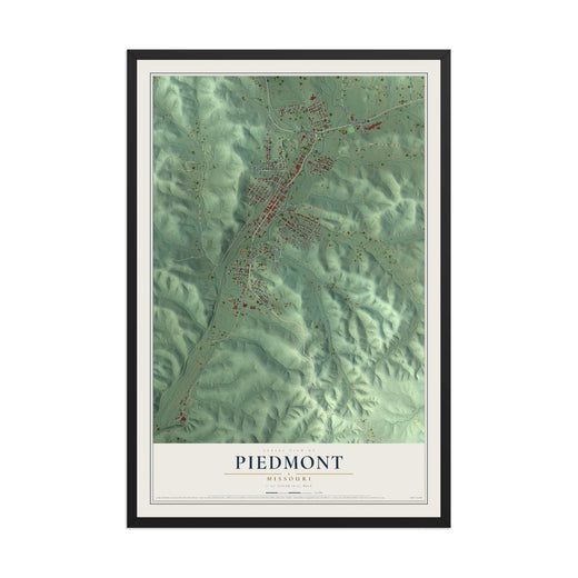 Map of Piedmont, Missouri, 12 x 18 inch print in a black wood frame