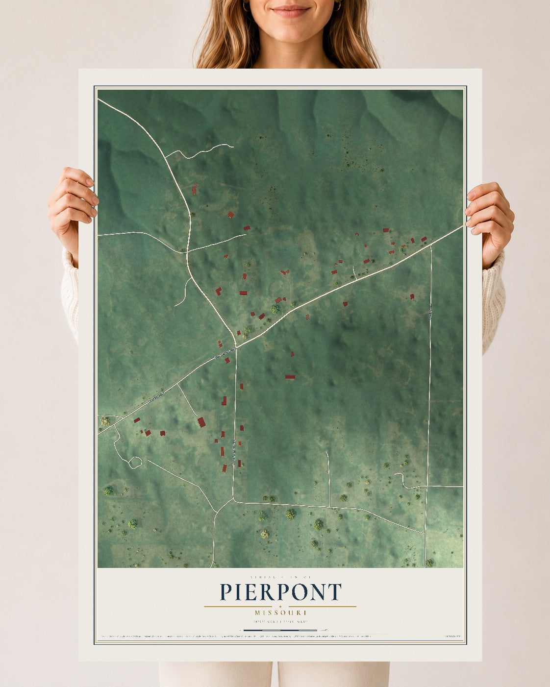 Map of Pierpont, Missouri, 24 x 36 inch unframed archival matte print