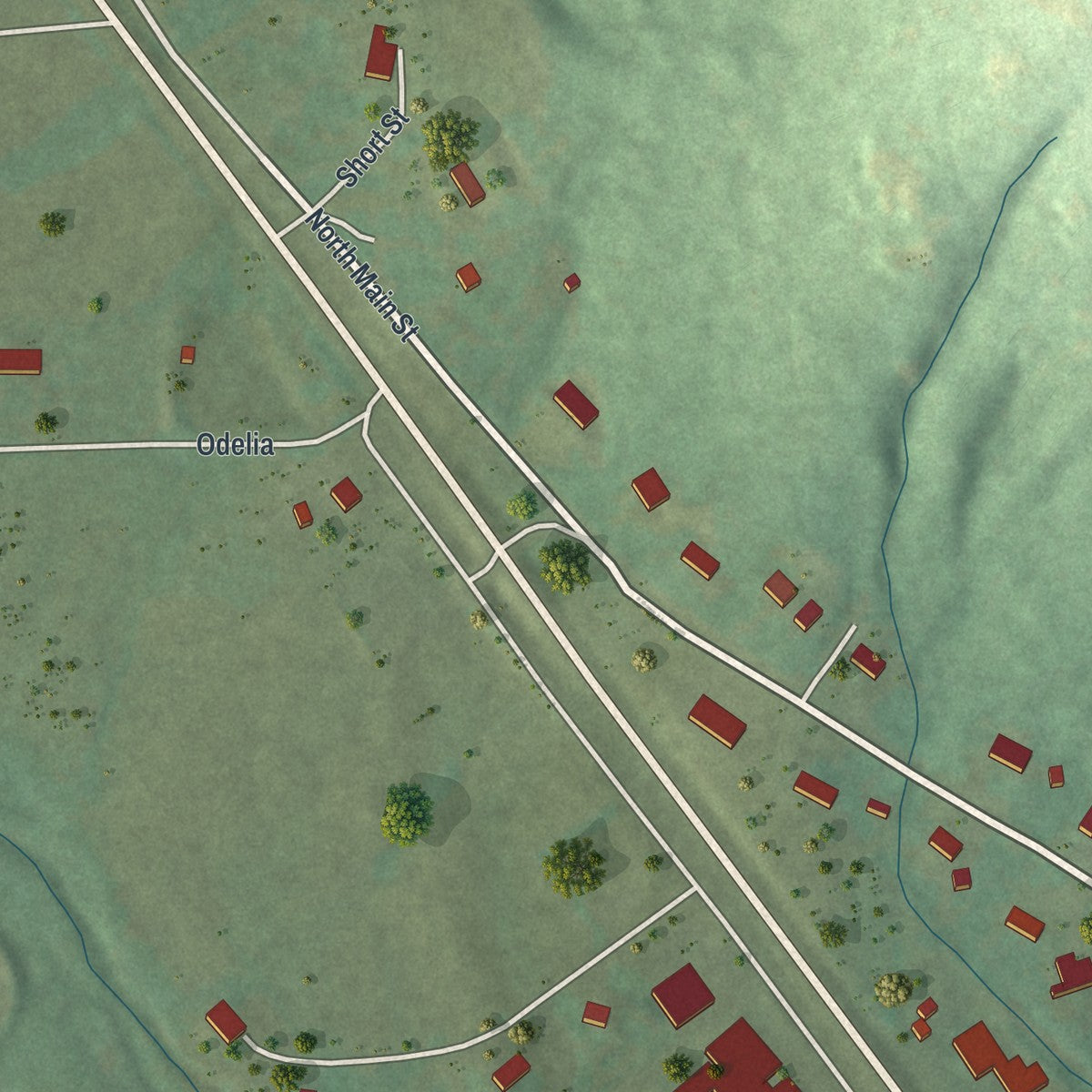 Second close-up of the map of Pilot Knob, Missouri print showing more streets and buildings