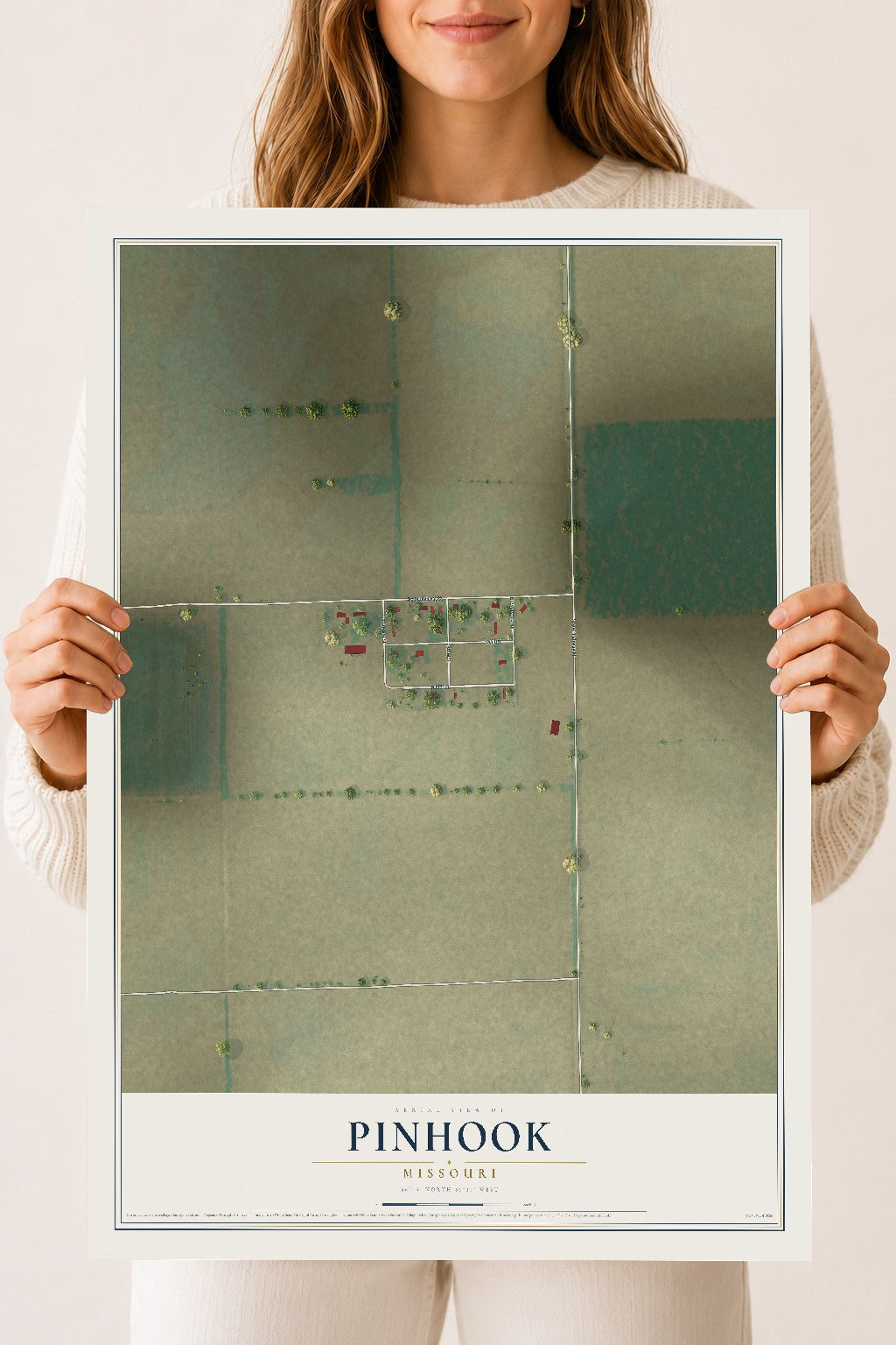 Map of Pinhook, Missouri, 18 x 24 inch unframed archival matte print