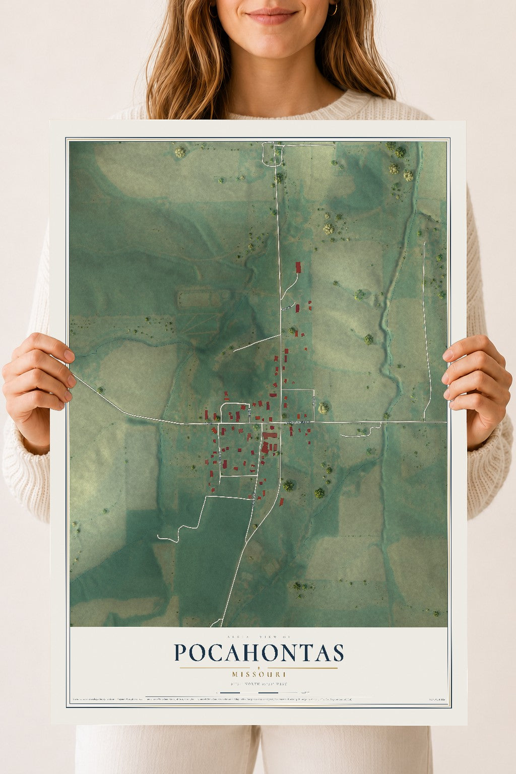 Map of Pocahontas, Missouri, 18 x 24 inch unframed archival matte print