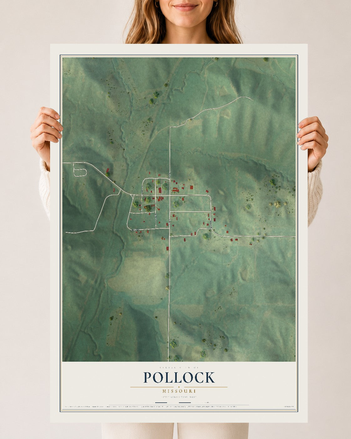 Map of Pollock, Missouri, 24 x 36 inch unframed archival matte print