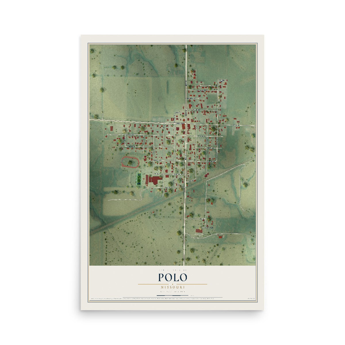 Map of Polo, Missouri, 12 x 18 inch unframed archival matte print
