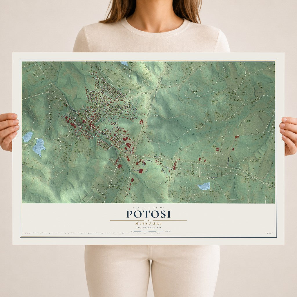 Map of Potosi, Missouri, 18 x 24 inch unframed archival matte print