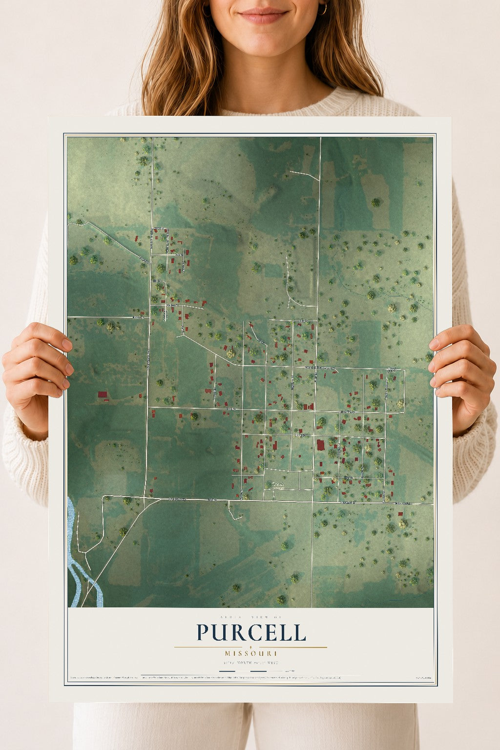 Map of Purcell, Missouri, 18 x 24 inch unframed archival matte print