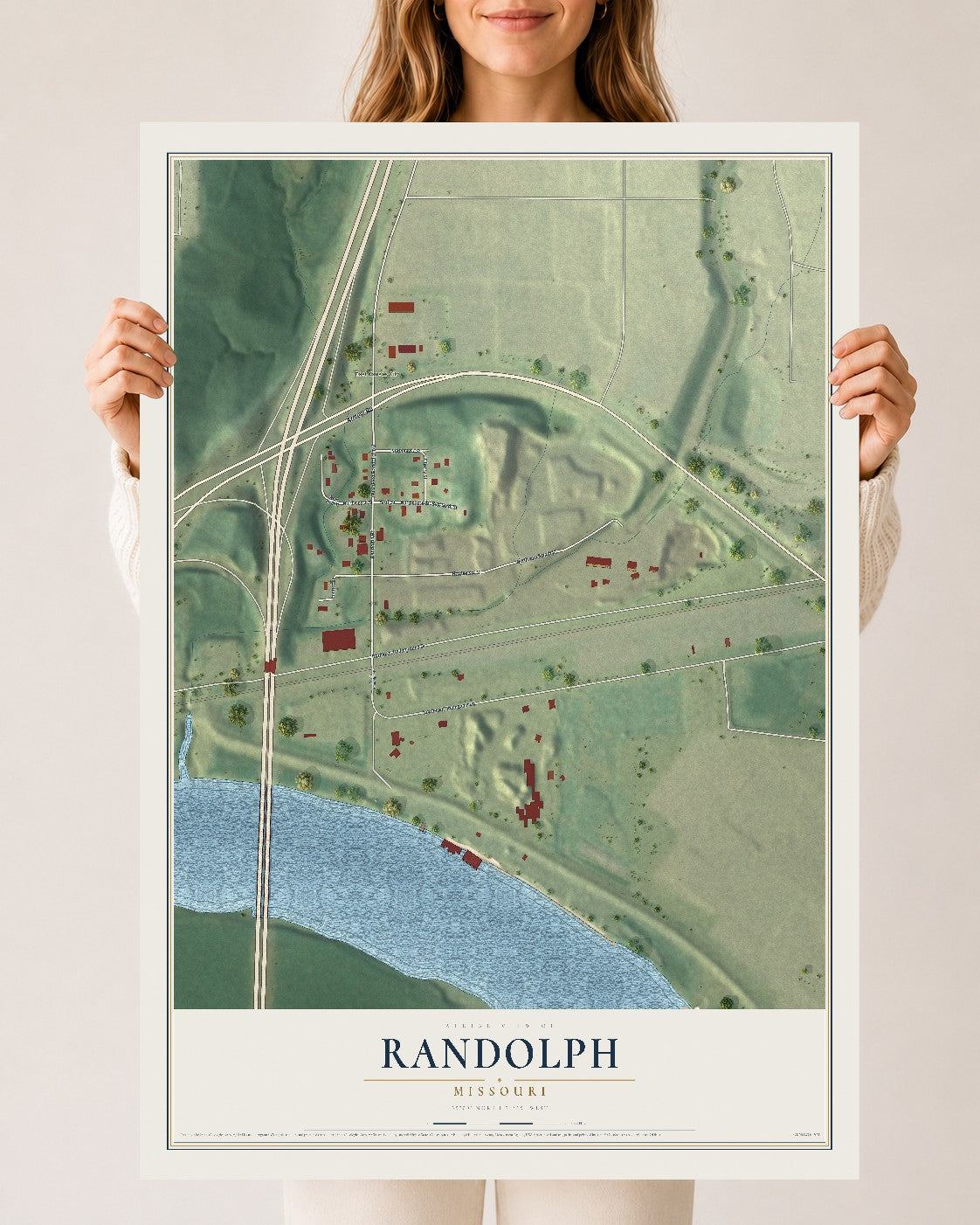 Map of Randolph, Missouri, 24 x 36 inch unframed archival matte print