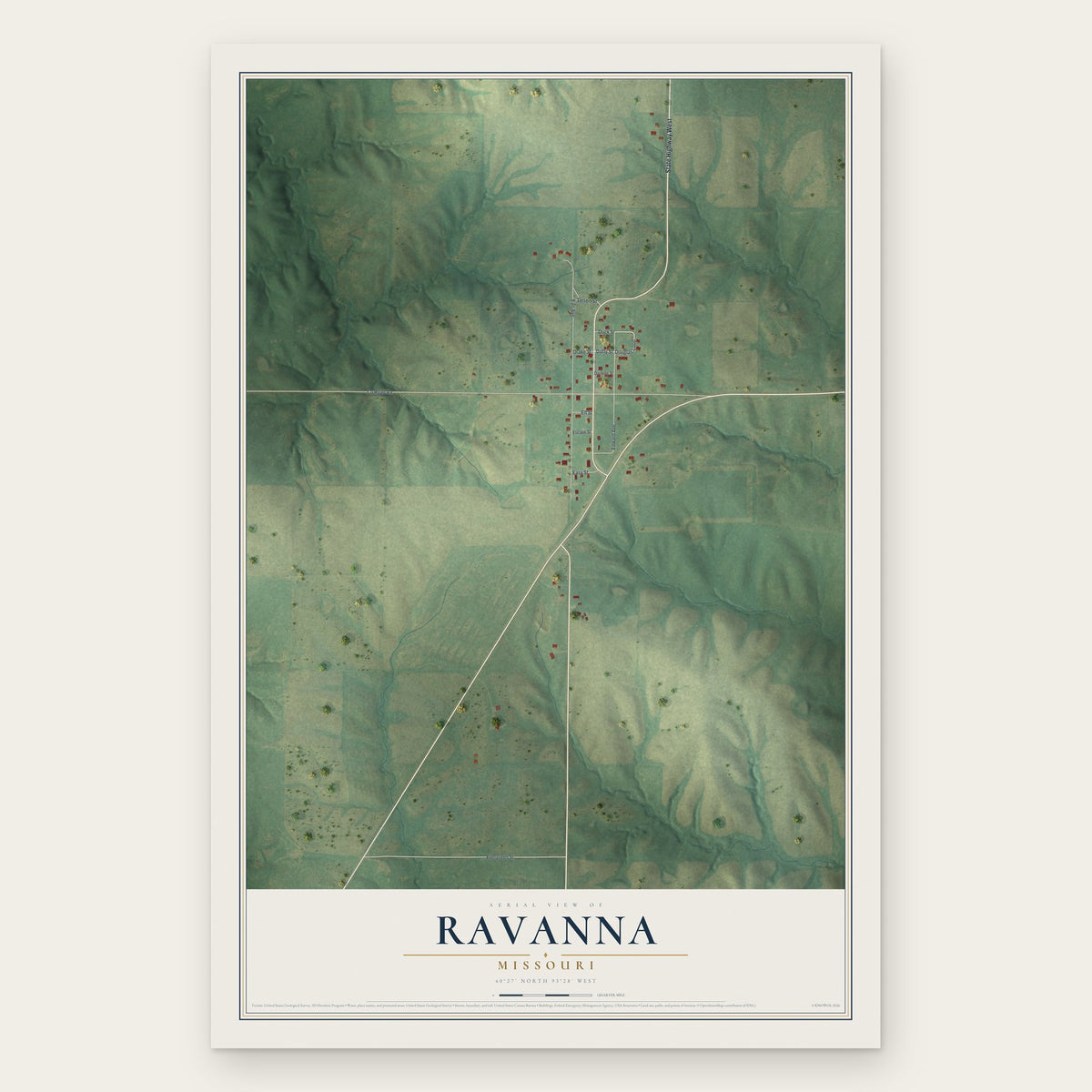 Ravanna, Missouri map print, the full design