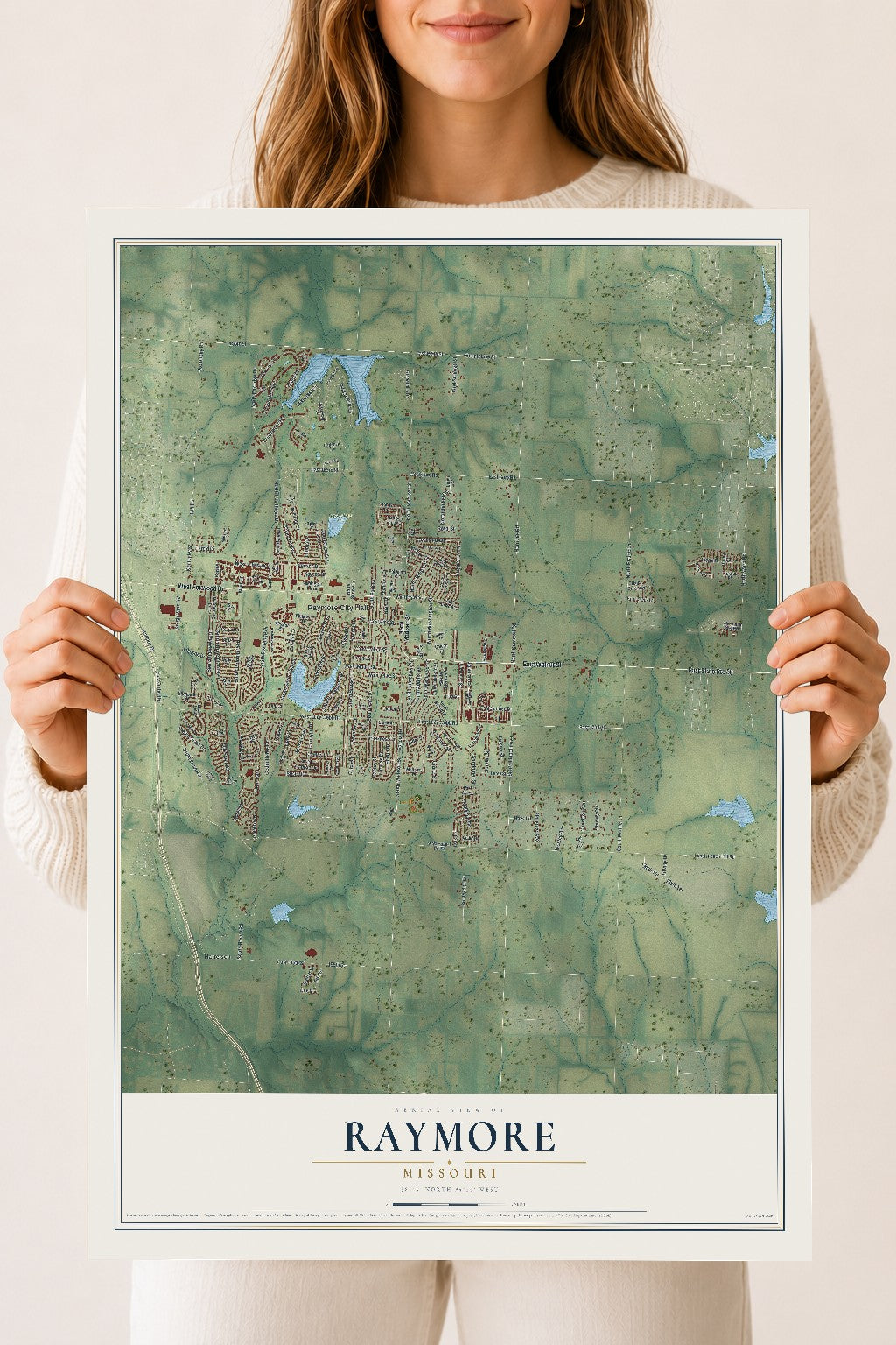 Map of Raymore, Missouri, 18 x 24 inch unframed archival matte print
