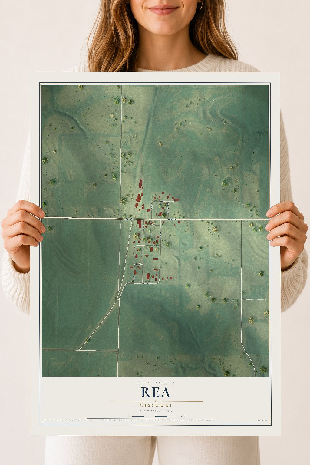 Map of Rea, Missouri, 18 x 24 inch unframed archival matte print