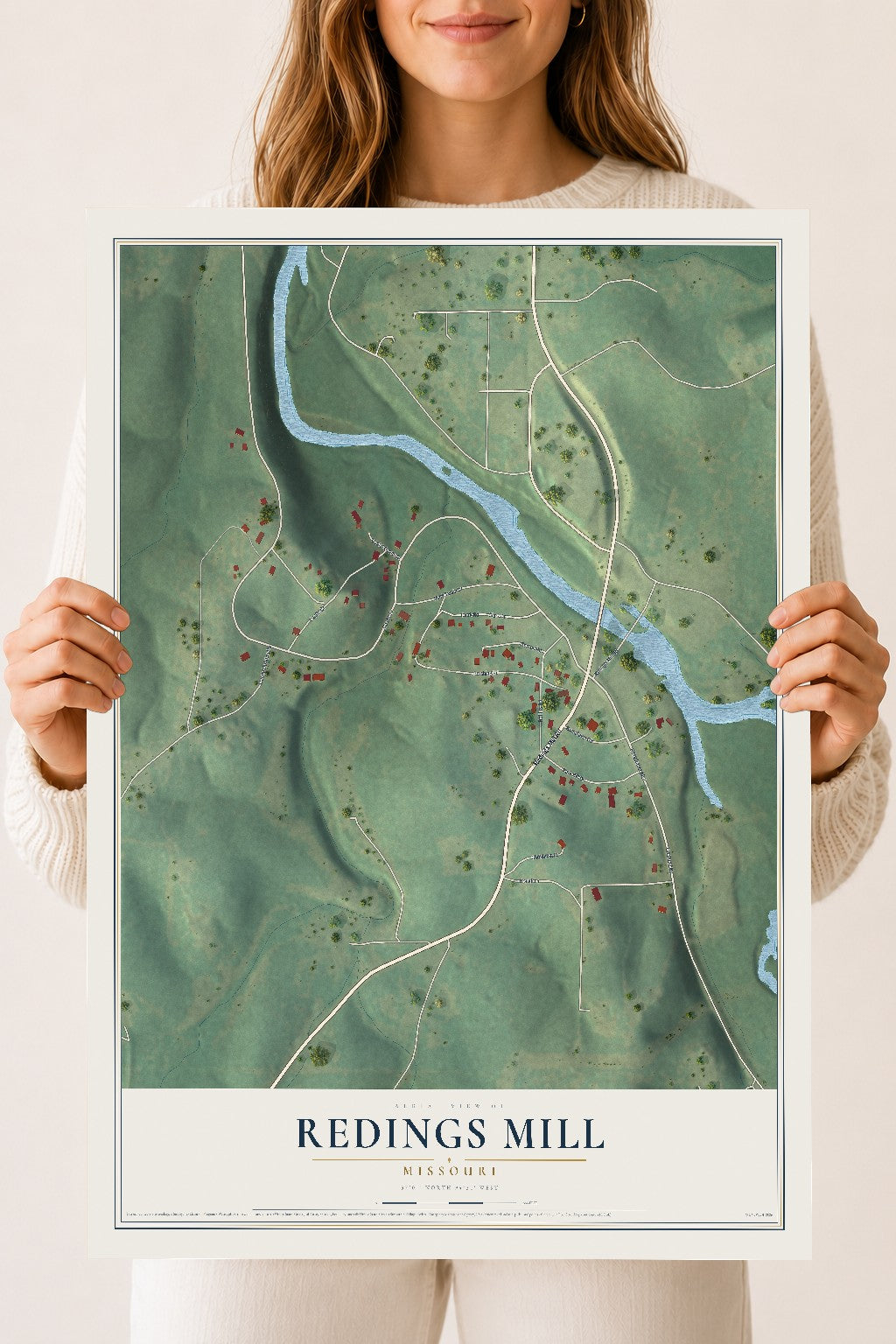 Map of Redings Mill, Missouri, 18 x 24 inch unframed archival matte print