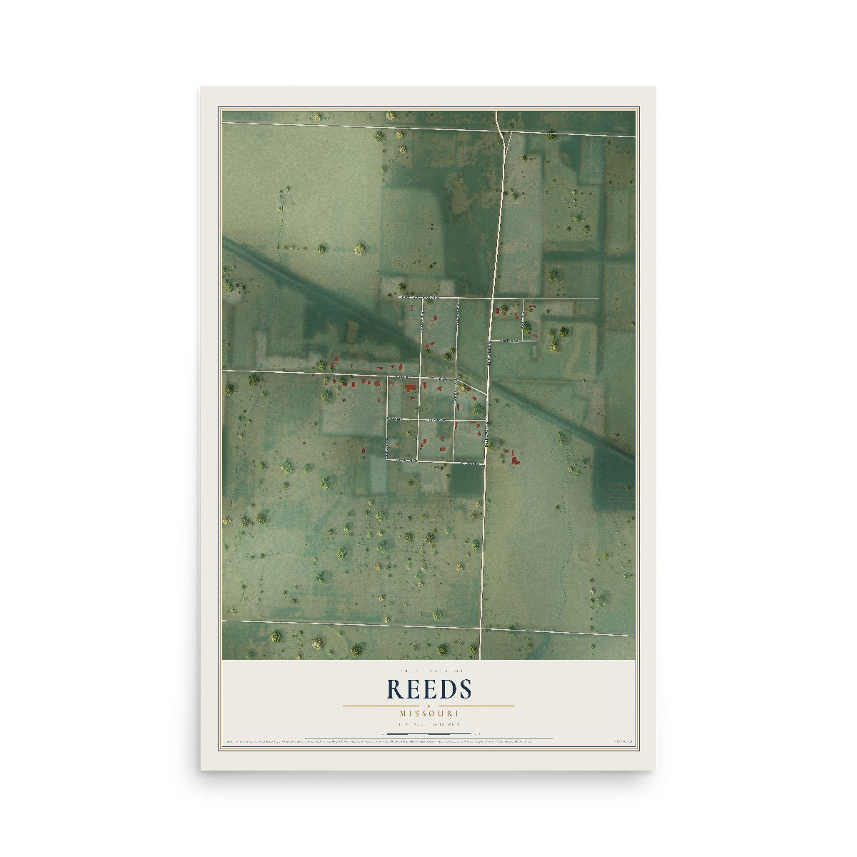 Map of Reeds, Missouri, 12 x 18 inch unframed archival matte print