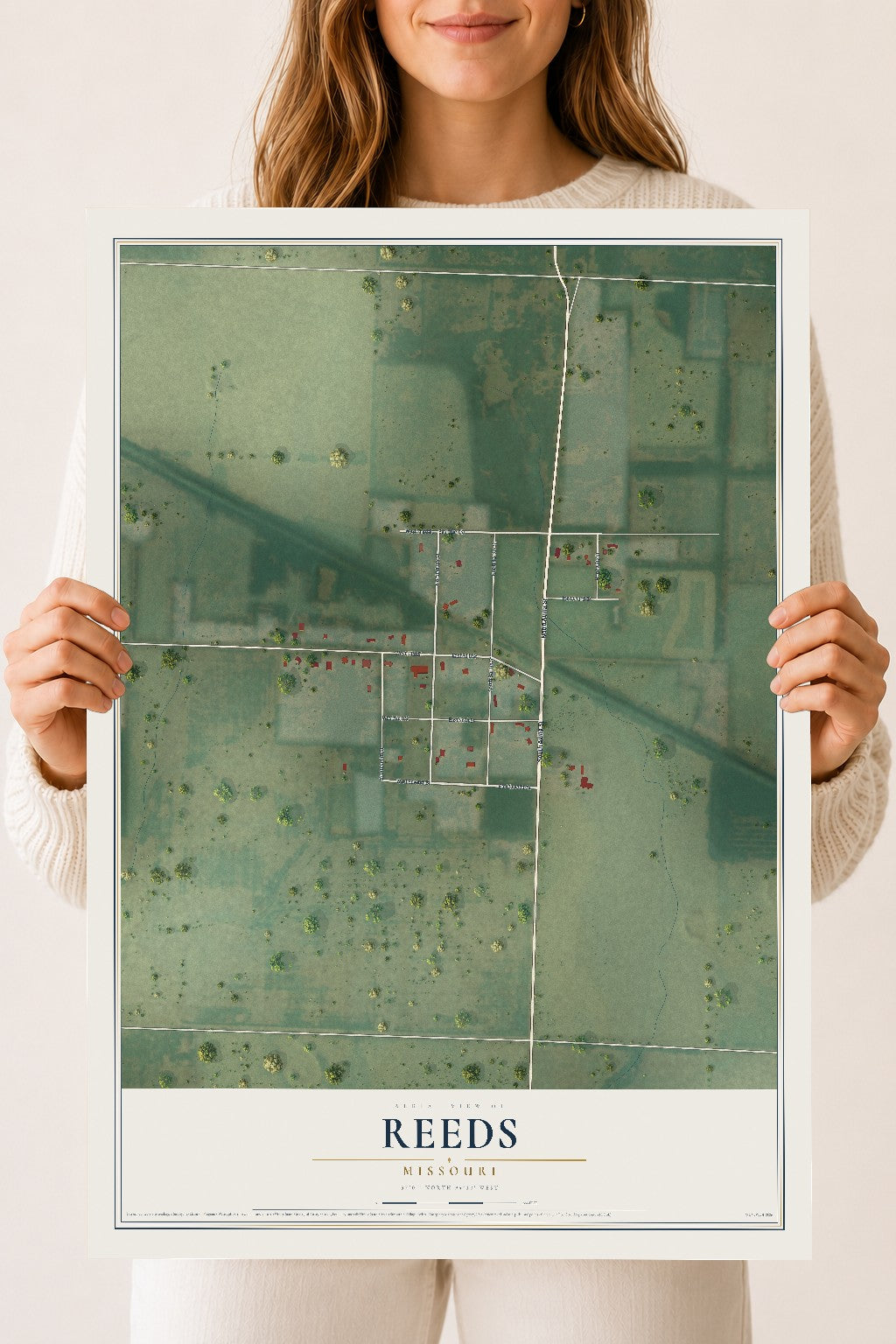 Map of Reeds, Missouri, 18 x 24 inch unframed archival matte print