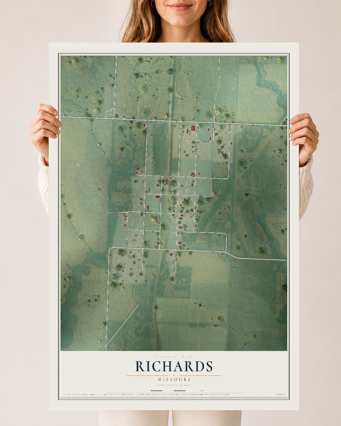 Map of Richards, Missouri, 24 x 36 inch unframed archival matte print