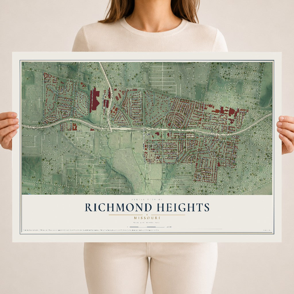 Map of Richmond Heights, Missouri, 18 x 24 inch unframed archival matte print