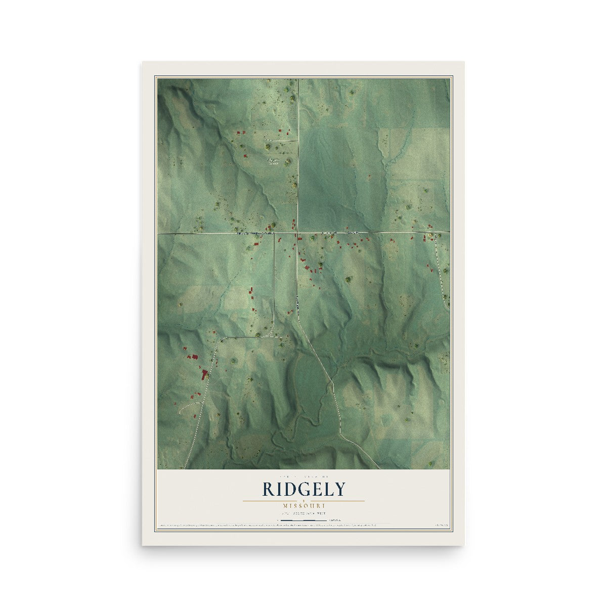 Map of Ridgely, Missouri, 12 x 18 inch unframed archival matte print