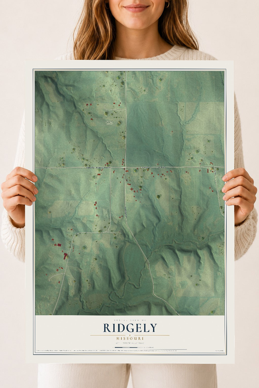 Map of Ridgely, Missouri, 18 x 24 inch unframed archival matte print