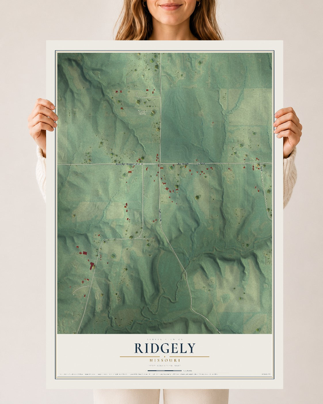 Map of Ridgely, Missouri, 24 x 36 inch unframed archival matte print