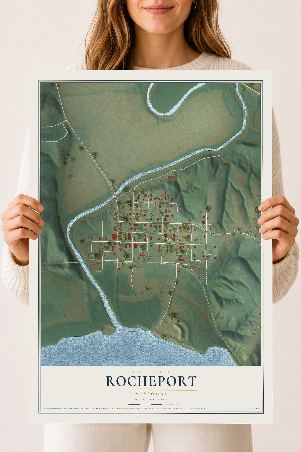 Map of Rocheport, Missouri, 18 x 24 inch unframed archival matte print