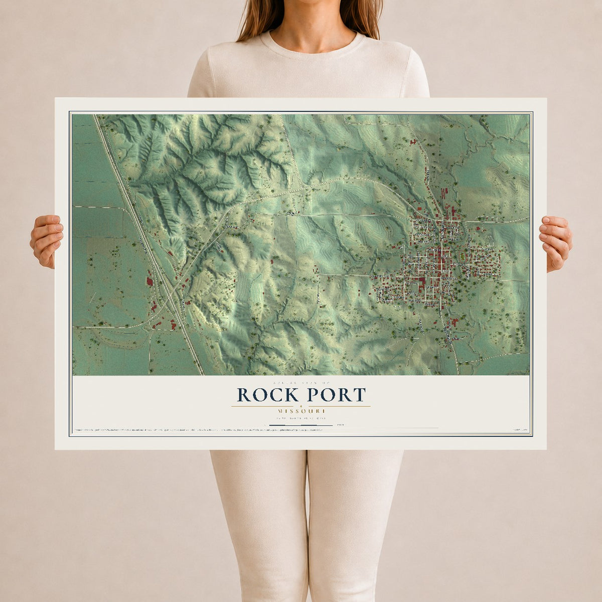 Map of Rock Port, Missouri, 24 x 36 inch unframed archival matte print
