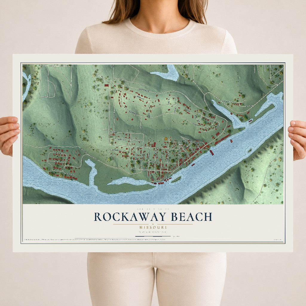 Map of Rockaway Beach, Missouri, 18 x 24 inch unframed archival matte print