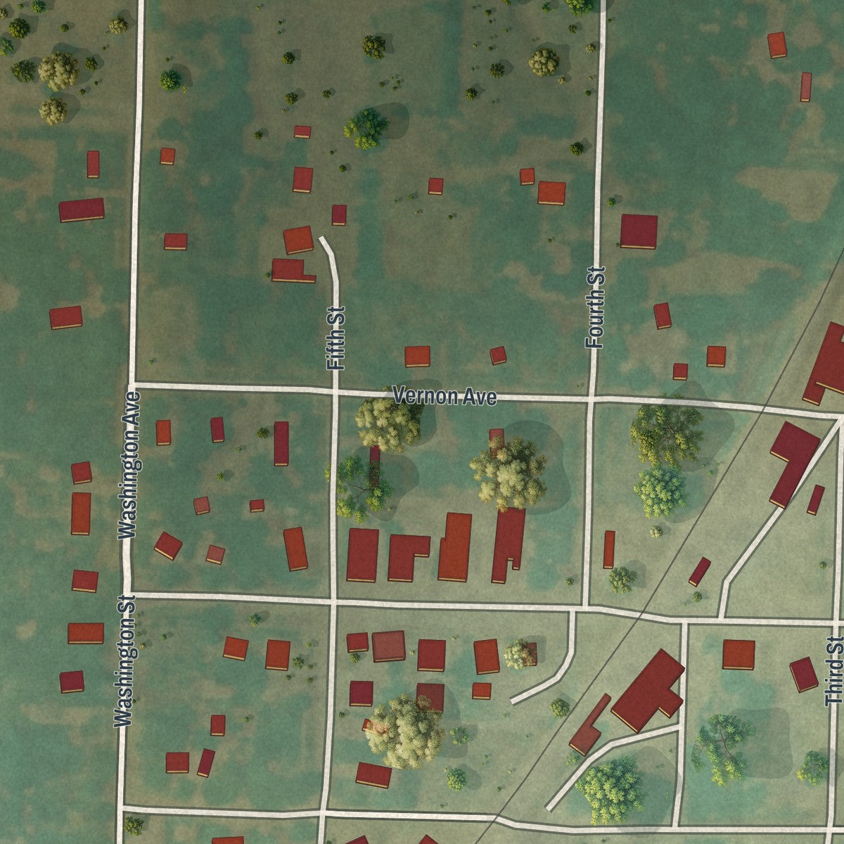 Second close-up of the map of Rockville, Missouri print showing more streets and buildings