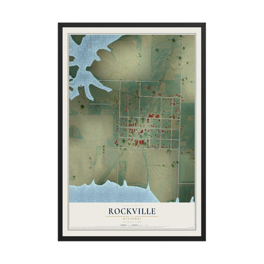 Map of Rockville, Missouri, 12 x 18 inch print in a black wood frame