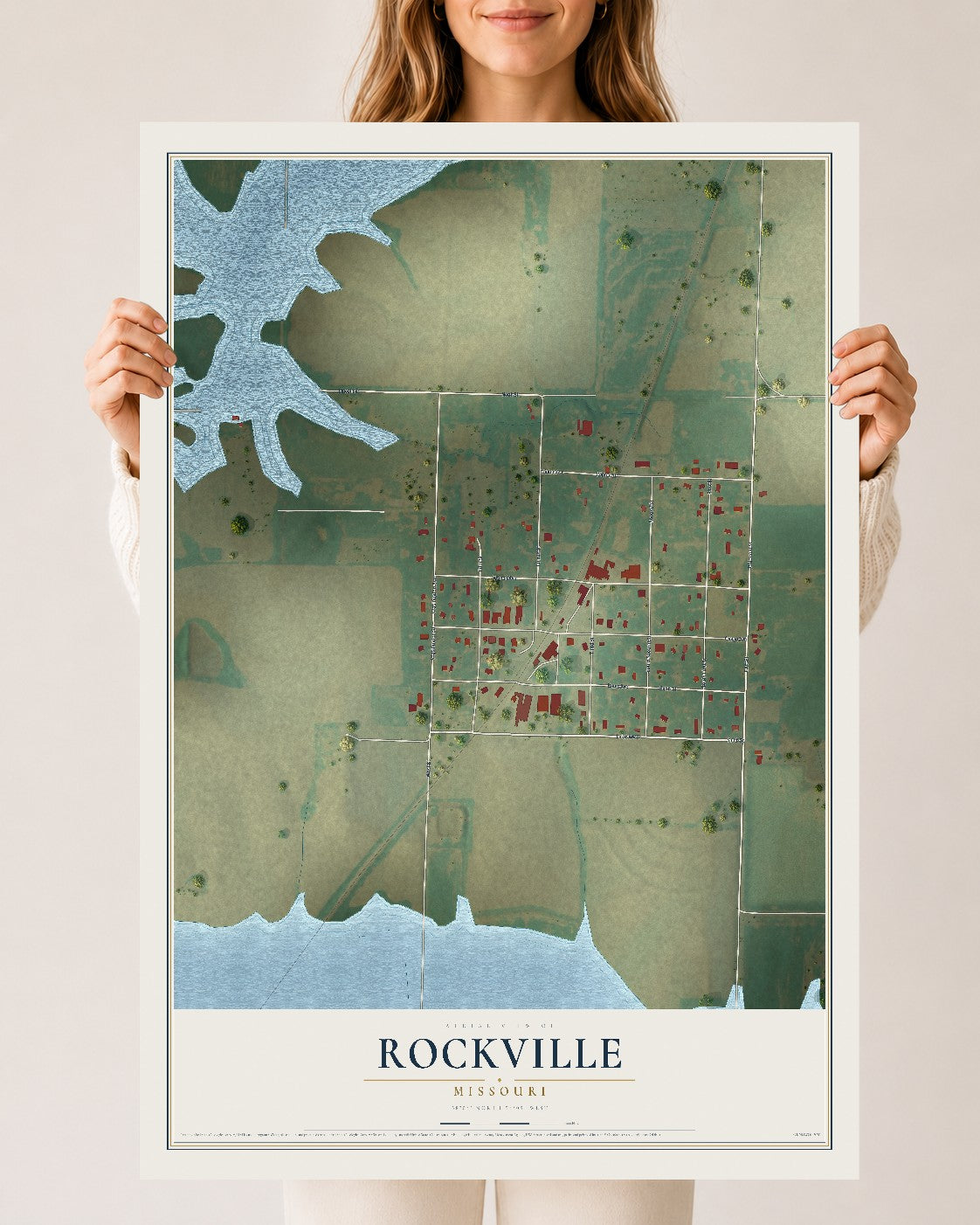 Map of Rockville, Missouri, 24 x 36 inch unframed archival matte print
