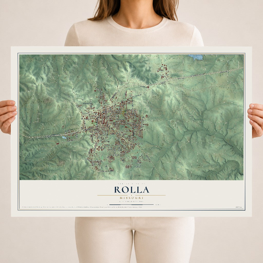 Map of Rolla, Missouri, 18 x 24 inch unframed archival matte print
