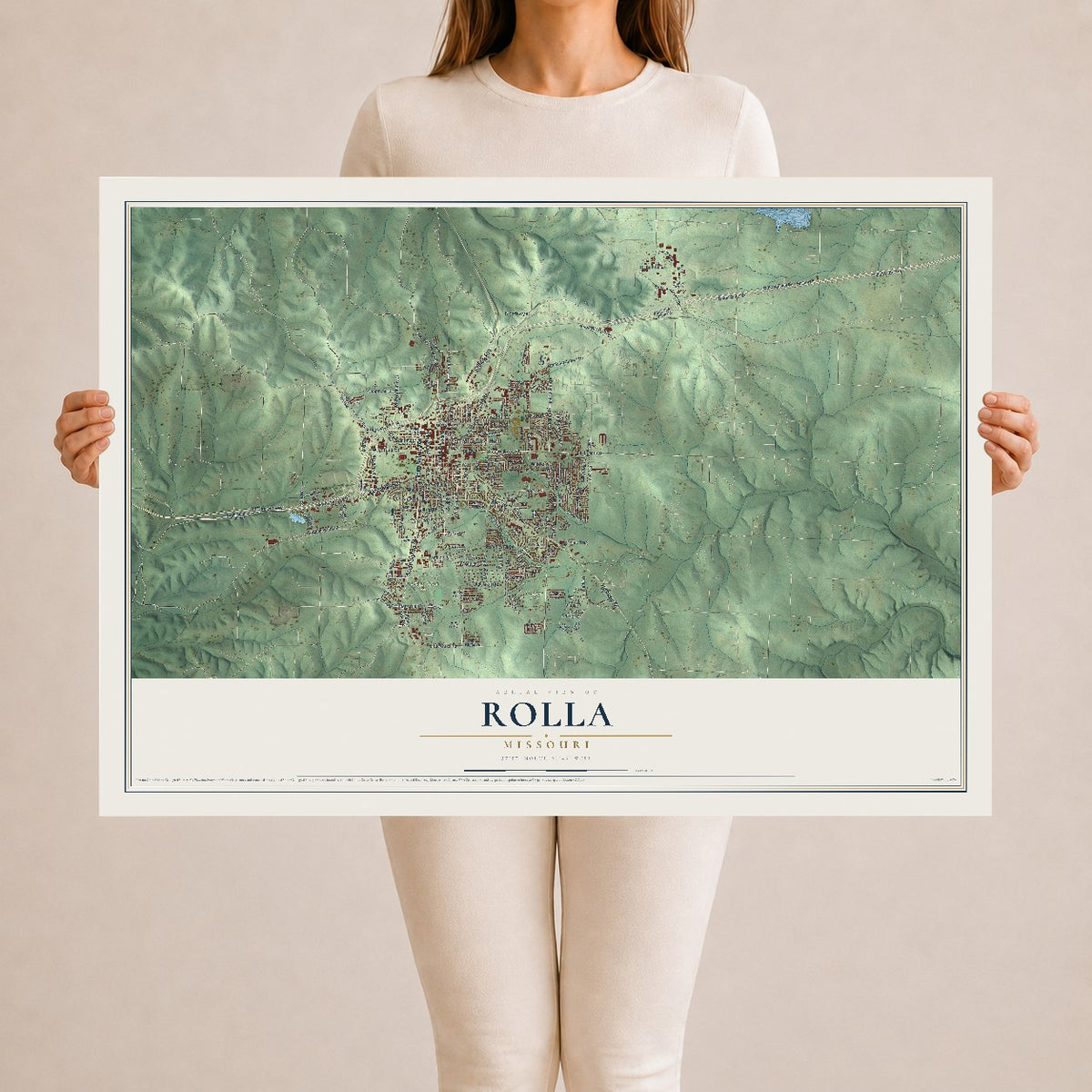 Map of Rolla, Missouri, 24 x 36 inch unframed archival matte print